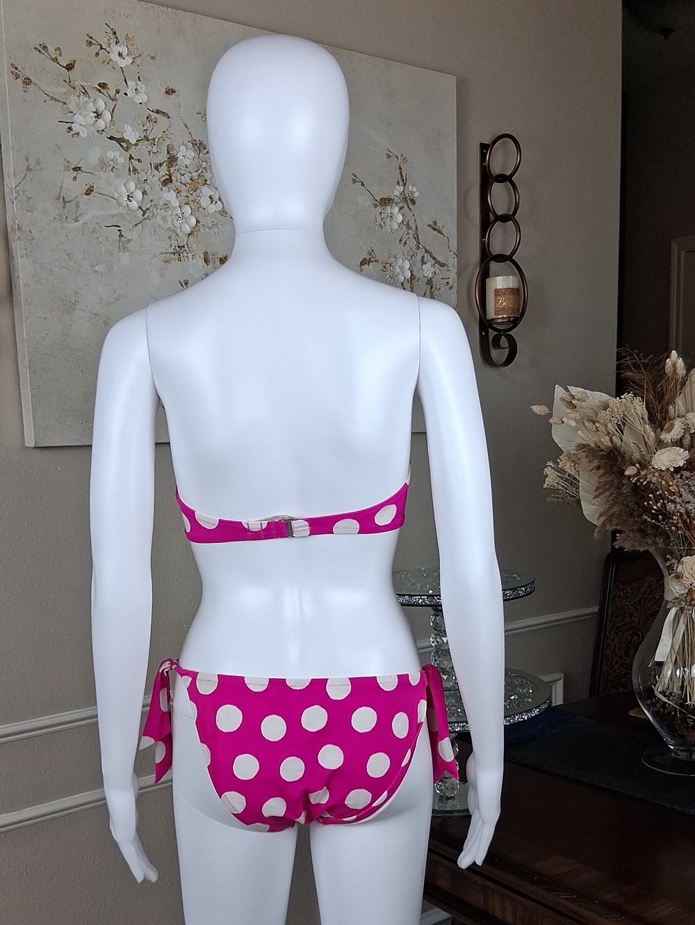 Victoria's Secret Strapless Pink Polka Dot Bikini Set Small Women's Swimwear - Picture 5 of 16